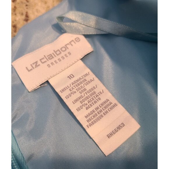 Liz Claiborne 100% Silk Dress Suit Blazer Lined Blue Size 10 2 Piece Office - Picture 10 of 16